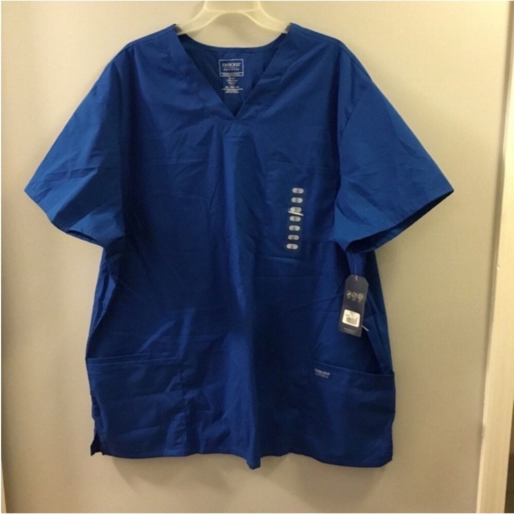 Cherokee Authentic Workwear Mens 3X Tall short sleeve pullover blue